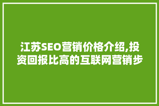 江苏SEO营销价格介绍,投资回报比高的互联网营销步骤