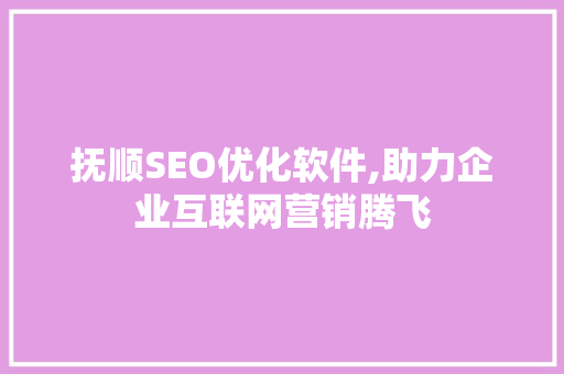 抚顺SEO优化软件,助力企业互联网营销腾飞