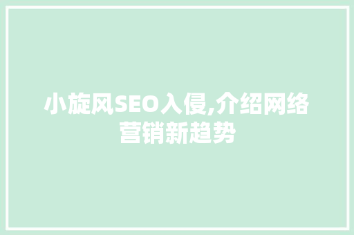 小旋风SEO入侵,介绍网络营销新趋势