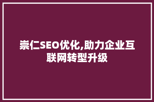 崇仁SEO优化,助力企业互联网转型升级