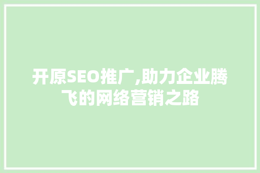 开原SEO推广,助力企业腾飞的网络营销之路