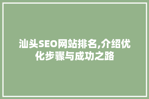 汕头SEO网站排名,介绍优化步骤与成功之路