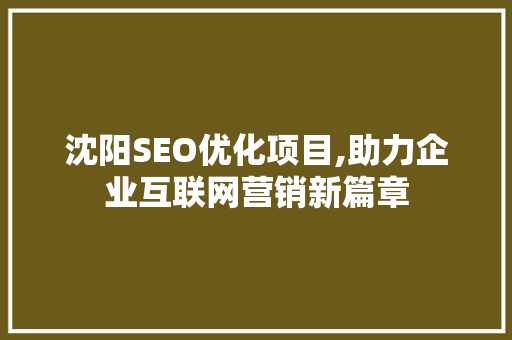 沈阳SEO优化项目,助力企业互联网营销新篇章