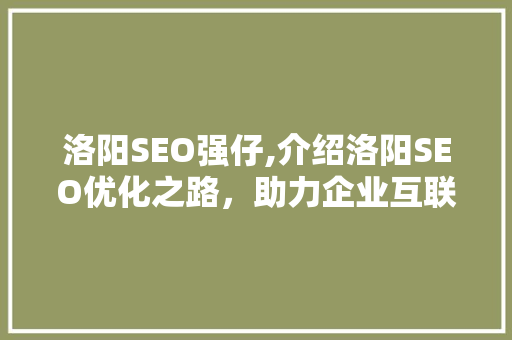 洛阳SEO强仔,介绍洛阳SEO优化之路，助力企业互联网营销
