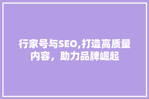 行家号与SEO,打造高质量内容，助力品牌崛起