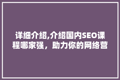 详细介绍,介绍国内SEO课程哪家强，助力你的网络营销之路
