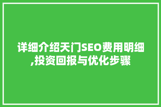 详细介绍天门SEO费用明细,投资回报与优化步骤