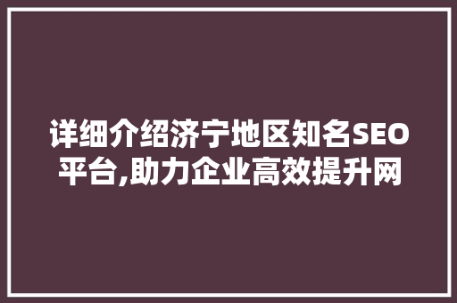 详细介绍济宁地区知名SEO平台,助力企业高效提升网络知名度