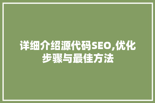 详细介绍源代码SEO,优化步骤与最佳方法