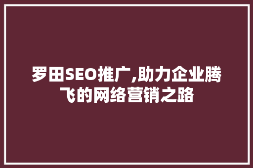 罗田SEO推广,助力企业腾飞的网络营销之路