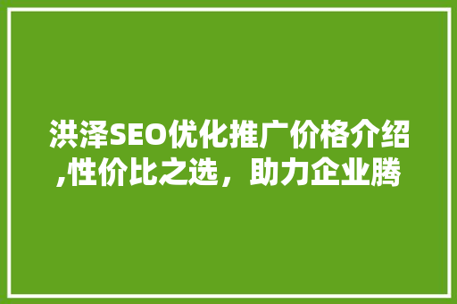洪泽SEO优化推广价格介绍,性价比之选，助力企业腾飞