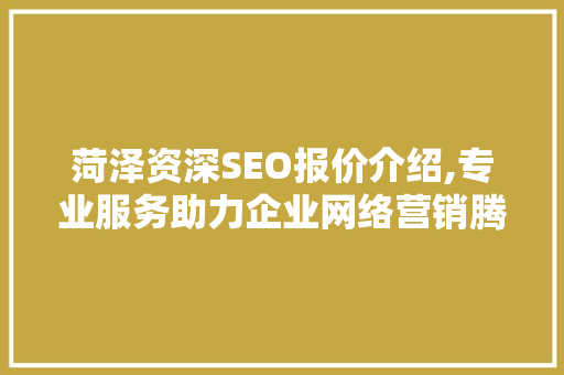 菏泽资深SEO报价介绍,专业服务助力企业网络营销腾飞