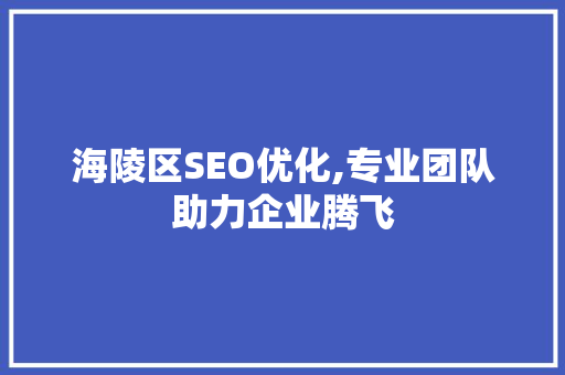海陵区SEO优化,专业团队助力企业腾飞