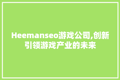 Heemanseo游戏公司,创新引领游戏产业的未来