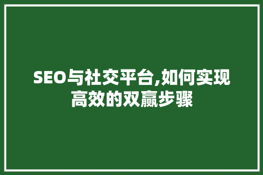 SEO与社交平台,如何实现高效的双赢步骤