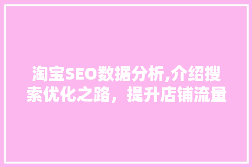 淘宝SEO数据分析,介绍搜索优化之路，提升店铺流量与转化率