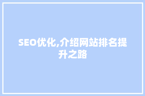 SEO优化,介绍网站排名提升之路