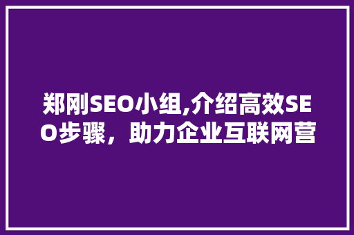 郑刚SEO小组,介绍高效SEO步骤，助力企业互联网营销腾飞