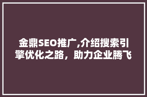 金鼎SEO推广,介绍搜索引擎优化之路，助力企业腾飞