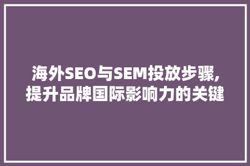 海外SEO与SEM投放步骤,提升品牌国际影响力的关键路径