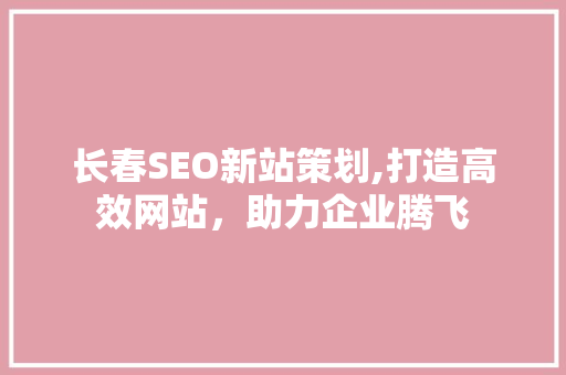 长春SEO新站策划,打造高效网站，助力企业腾飞