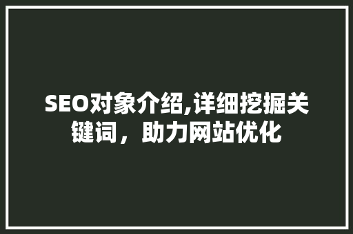 SEO对象介绍,详细挖掘关键词，助力网站优化