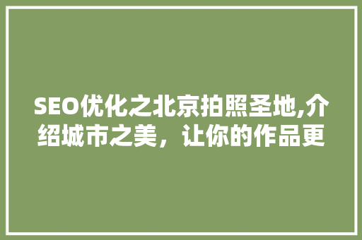 SEO优化之北京拍照圣地,介绍城市之美，让你的作品更具吸引力