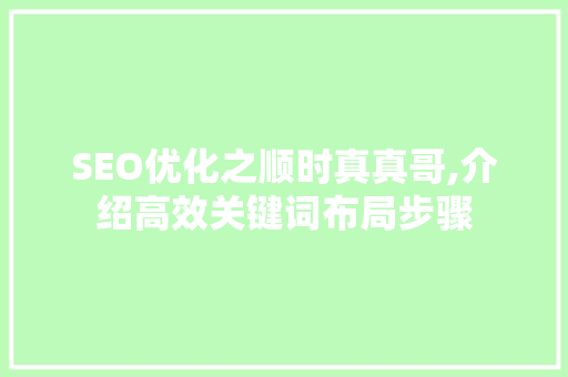 SEO优化之顺时真真哥,介绍高效关键词布局步骤