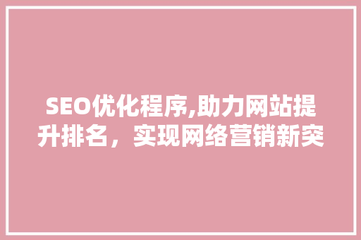 SEO优化程序,助力网站提升排名，实现网络营销新突破