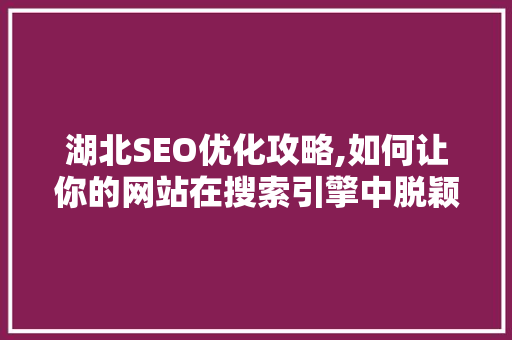 湖北SEO优化攻略,如何让你的网站在搜索引擎中脱颖而出