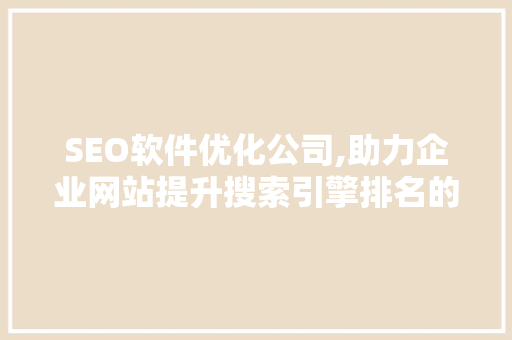 SEO软件优化公司,助力企业网站提升搜索引擎排名的方法