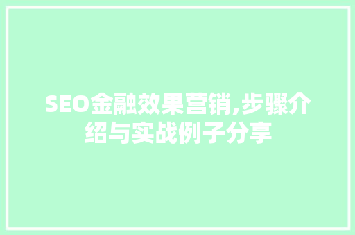 SEO金融效果营销,步骤介绍与实战例子分享
