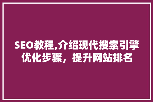 SEO教程,介绍现代搜索引擎优化步骤，提升网站排名