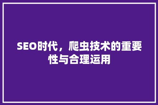 SEO时代，爬虫技术的重要性与合理运用