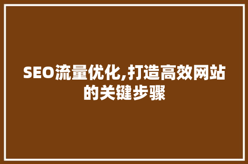 SEO流量优化,打造高效网站的关键步骤