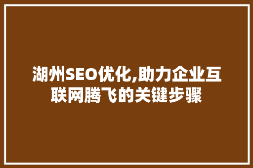 湖州SEO优化,助力企业互联网腾飞的关键步骤