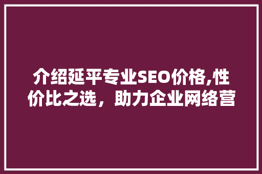介绍延平专业SEO价格,性价比之选，助力企业网络营销腾飞