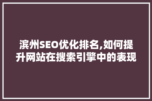 滨州SEO优化排名,如何提升网站在搜索引擎中的表现