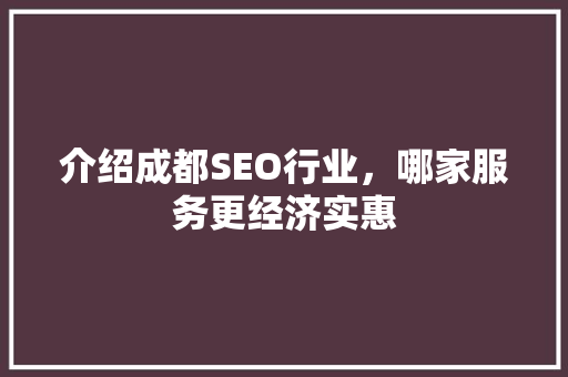 介绍成都SEO行业，哪家服务更经济实惠