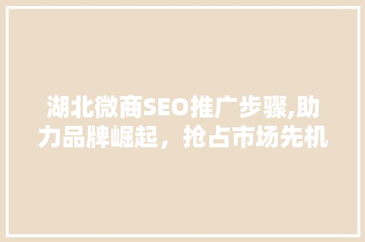湖北微商SEO推广步骤,助力品牌崛起，抢占市场先机