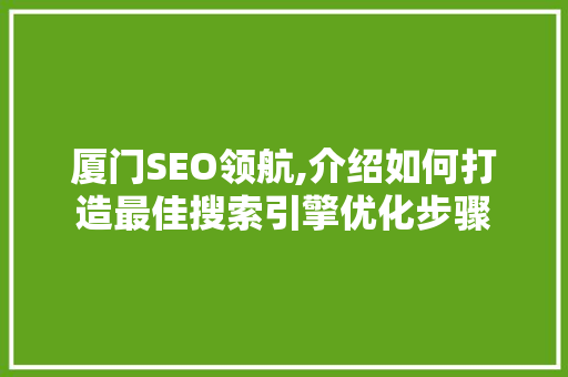 厦门SEO领航,介绍如何打造最佳搜索引擎优化步骤
