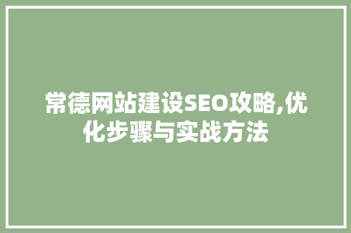常德网站建设SEO攻略,优化步骤与实战方法