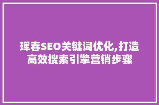 珲春SEO关键词优化,打造高效搜索引擎营销步骤