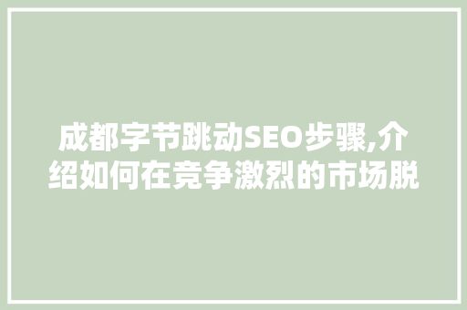 成都字节跳动SEO步骤,介绍如何在竞争激烈的市场脱颖而出