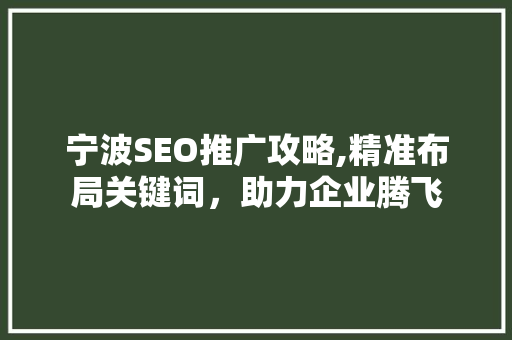 宁波SEO推广攻略,精准布局关键词，助力企业腾飞