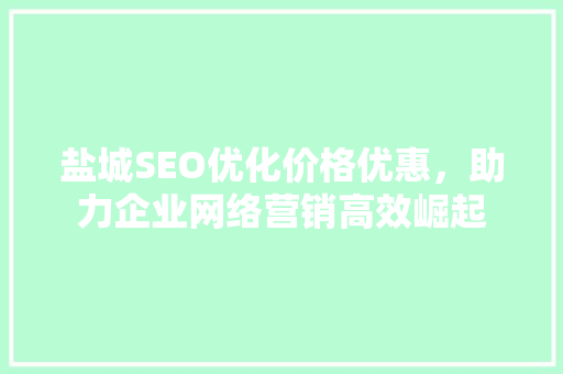 盐城SEO优化价格优惠，助力企业网络营销高效崛起