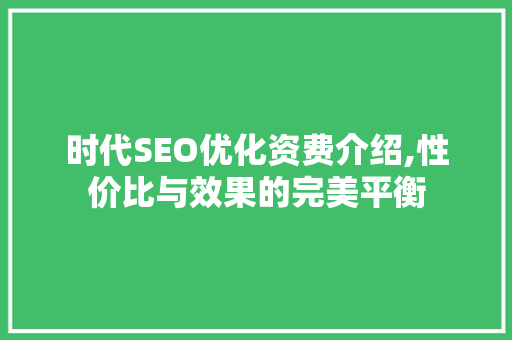 时代SEO优化资费介绍,性价比与效果的完美平衡