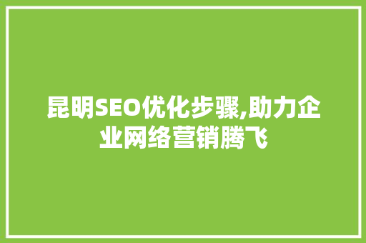 昆明SEO优化步骤,助力企业网络营销腾飞