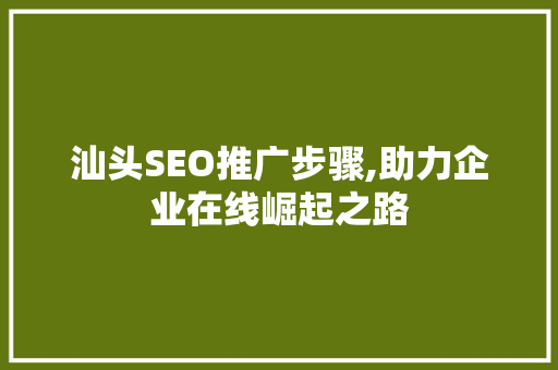 汕头SEO推广步骤,助力企业在线崛起之路
