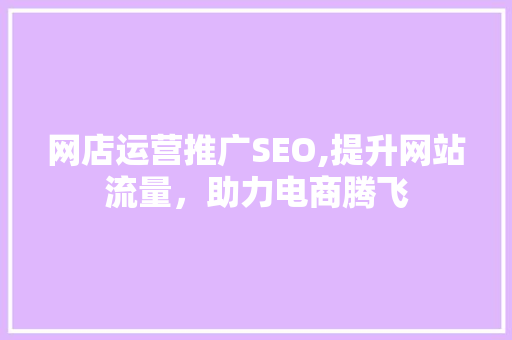 网店运营推广SEO,提升网站流量，助力电商腾飞